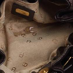 Pre Owned Aigner Brown Suede and Patent Leather Buckle Satchel