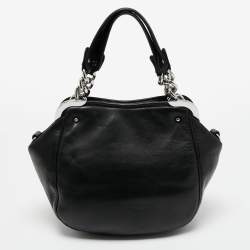 Pre Owned Aigner Black Quilted Leather Chain Satchel