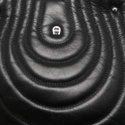 Pre Owned Aigner Black Quilted Leather Chain Satchel