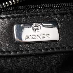Pre Owned Aigner Black Quilted Leather Chain Satchel