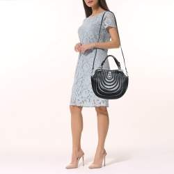 Pre Owned Aigner Black Quilted Leather Chain Satchel