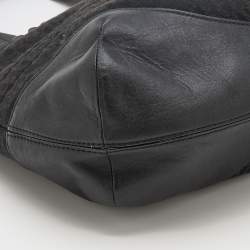 Pre Owned Aigner Black Canvas and Leather Hobo