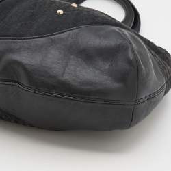 Pre Owned Aigner Black Canvas and Leather Hobo