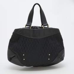 Pre Owned Aigner Black Canvas and Leather Hobo