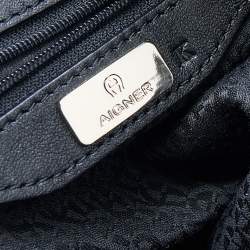 Pre Owned Aigner Black Canvas and Leather Hobo