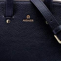 Pre Owned Aigner Black Leather Ivy Satchel