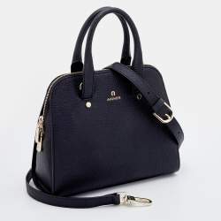 Pre Owned Aigner Black Leather Ivy Satchel