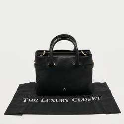 Pre Owned Aigner Black Leather Zip Satchel