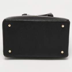 Pre Owned Aigner Black Leather Zip Satchel