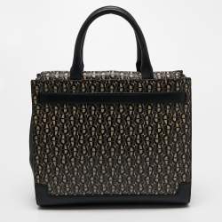 Pre Owned Aigner Black Monogram Coated Canvas and Leather Charm Tote