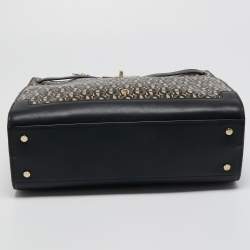 Pre Owned Aigner Black Monogram Coated Canvas and Leather Charm Tote