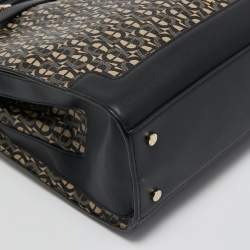 Pre Owned Aigner Black Monogram Coated Canvas and Leather Charm Tote