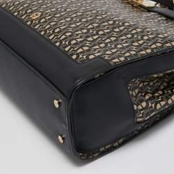Pre Owned Aigner Black Monogram Coated Canvas and Leather Charm Tote