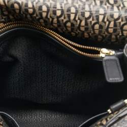 Pre Owned Aigner Black Monogram Coated Canvas and Leather Charm Tote
