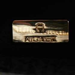 Pre Owned Aigner Black Monogram Coated Canvas and Leather Charm Tote