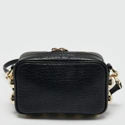 Pre Owned Aigner Black Leather Bombe A Camera Crossbody Bag