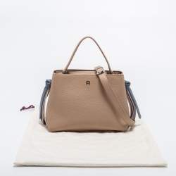 Pre Owned Aigner Beige Leather Tote