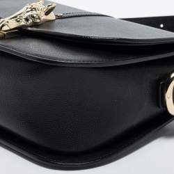 Pre Owned Aigner Black Leather Flap Crossbody Bag