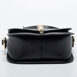 Pre Owned Aigner Black Leather Flap Crossbody Bag