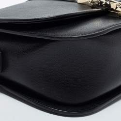 Pre Owned Aigner Black Leather Flap Crossbody Bag