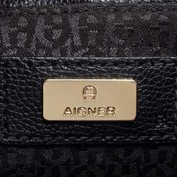 Pre Owned Aigner Black Leather Flap Crossbody Bag