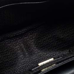 Pre Owned Aigner Black Leather Flap Crossbody Bag