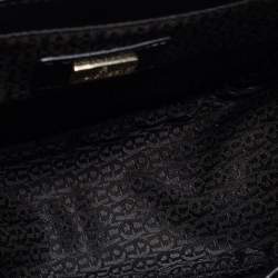 Pre Owned Aigner Black Leather Flap Crossbody Bag