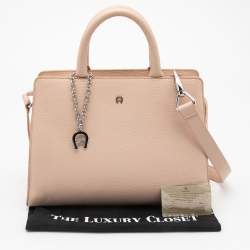 Pre Owned Aigner Pink Grained Leather Cybill Tote