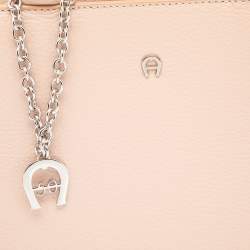 Pre Owned Aigner Pink Grained Leather Cybill Tote