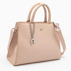 Pre Owned Aigner Pink Grained Leather Cybill Tote