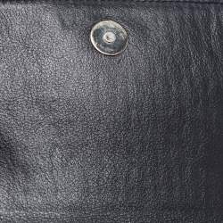 Pre Owned Aigner Black Leather Flap Crossbody Bag