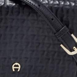 Pre Owned Aigner Black Leather Flap Crossbody Bag