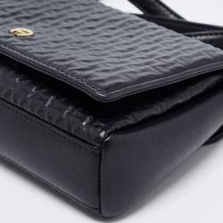 Pre Owned Aigner Black Leather Flap Crossbody Bag