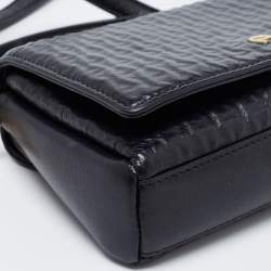 Pre Owned Aigner Black Leather Flap Crossbody Bag