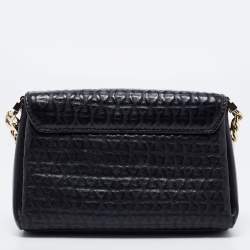 Pre Owned Aigner Black Leather Flap Crossbody Bag