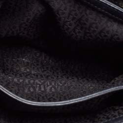 Pre Owned Aigner Black Leather Flap Crossbody Bag