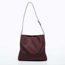 Pre Owned Aigner Burgundy Nylon and Leather Logo Lock Shoulder Bag