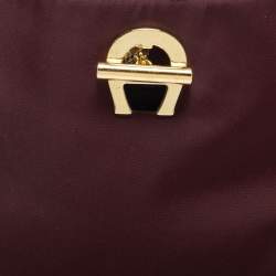 Pre Owned Aigner Burgundy Nylon and Leather Logo Lock Shoulder Bag