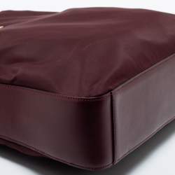 Pre Owned Aigner Burgundy Nylon and Leather Logo Lock Shoulder Bag