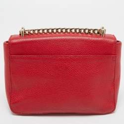 Pre Owned Aigner Red Leather Flap Crossbody Bag