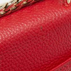 Pre Owned Aigner Red Leather Flap Crossbody Bag