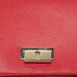 Pre Owned Aigner Red Leather Flap Crossbody Bag