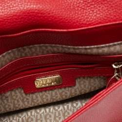 Pre Owned Aigner Red Leather Flap Crossbody Bag