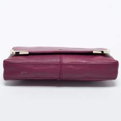 Pre Owned Aigner Purple Grained Leather Clutch Bag