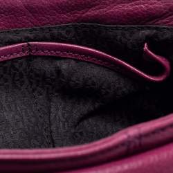 Pre Owned Aigner Purple Grained Leather Clutch Bag