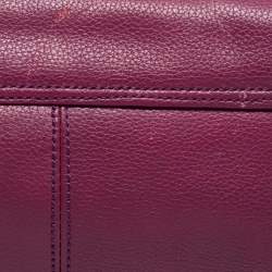 Pre Owned Aigner Purple Grained Leather Clutch Bag