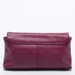 Pre Owned Aigner Purple Grained Leather Clutch Bag