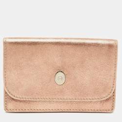Aigner Metallic Leather Flap Compact Wallet