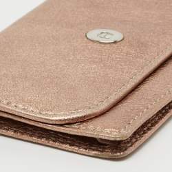 Aigner Metallic Leather Flap Compact Wallet