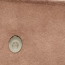 Aigner Metallic Leather Flap Compact Wallet